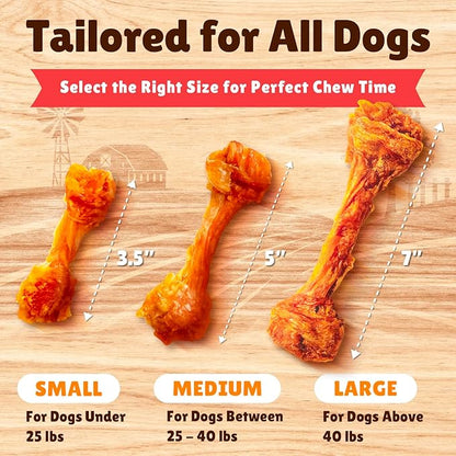 Gootoe Turkey Tendon Dog Treats, Bone (M) 1 lb, 100% USA Sourced Turkey, Natural Snack, Premium Puppy Chews, Hypoallergenic, Rawhide Free, Reseal Value Bag, Size for Medium Dogs