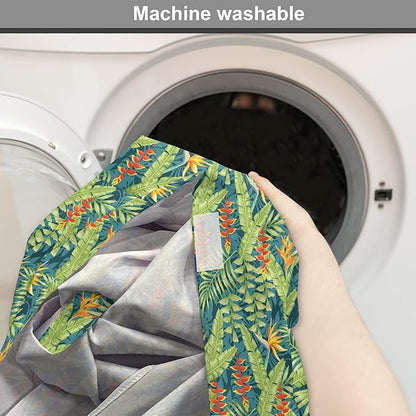 Lunarable Tropical Dog Crate Cover, Exotic Bird of Paradise Blossoms Banana and Areca Fan Palm Leaves, Easy to Use Pet Kennel Cover for Cats & Medium Dogs, 30 Inch, Yellow Green and Dark Teal