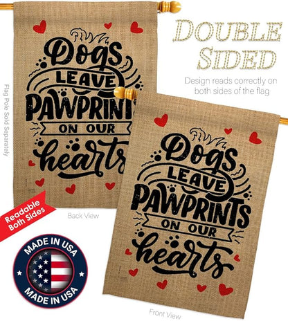 Breeze Decor Leave Pawprints House Flag Pack Dog Puppy Spoiled Paw Canine Fur Pet Nature Farm Animal Creature Vintage Applique Banner Small Garden Yard Gift Double-Sided, Made in USA