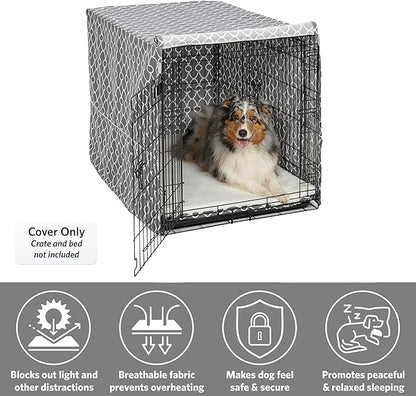 MidWest Homes for Pets Dog Crate Cover, Privacy Dog Crate Cover Fits Midwest Dog Crates, Crate Cover Only; Machine Wash & Dry; Gray Geo Print; 42 inch