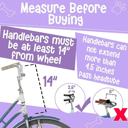 Dog Bike Basket, Mesh Windows, 2 Safety Leashes, Soft Sided, Safe Comfortable Pet Carrier for Small Dogs, Cats (Purple)