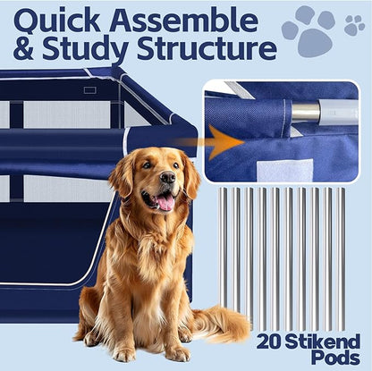 Puppy PlayPen 47x47x32 Inch, Dog Playpen with Gate for Puppies, Small and Medium Dogs, Pet PlayPen for Outdoors & Indoors, Tear Resistant Fabric