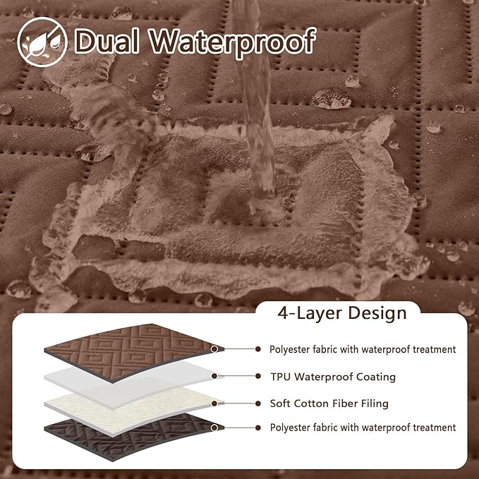 hyha Waterproof Dog Blanket, Soft Pet Bed Blankets, Waterproof Sofa Couch Cover for Dogs Washable, Reversible Pet Couch Covers for Sofa Furniture (82x82 Inch, Brown/Chocolate)