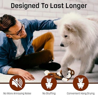 FGA MARKETPLACE Monkey Flat NO Stuffing NO Squeak Plush Dog Toy, Funny Style Will Entertain Your Dog for Hours, Recommended for Small and Medium Dog 21 INCH Long