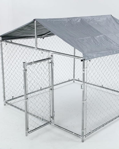 Large Outdoor Dog Kennel, 6.6 ×6.6×5.6FT Dog House Pet Pens, Dog Enclosure with UV-Resistant Waterproof Roof Cover, Outside Dog Kennel with Cover and Safe Lock for Yard