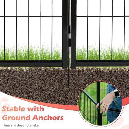FDW Dog Playpen Dog Pen Dog Kennel 32 Panels 24 Inch Height Indoor Outdoor Folding Metal Portable Puppy Exercise Pen Heavy Duty Dog Fence for Yard Camping,Black