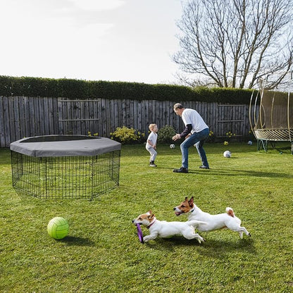 PETIME Foldable Metal Dog Exercise Pen/Pet Puppy Playpen Kennels Yard Fence Indoor/Outdoor 8 Panel 24" W x 24" H with Top Cover (with top Cover, 8 Panels 24" H)