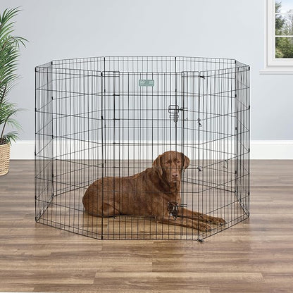 MidWest Homes for Pets Dog Exercise Pen & Playpen, 24" W x 42" H, with Door, Black