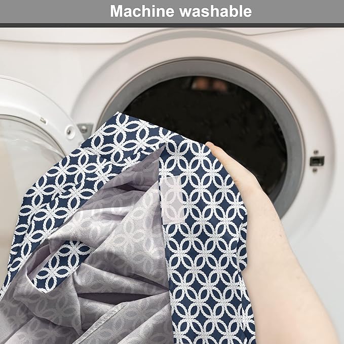 Ambesonne Navy Blue Dog Crate Cover, Marine in Geometric Pattern Design Ocean Travel Cruise Mosaic Ornament, Easy to Use Pet Kennel Cover for Medium Large Dogs, 42 Inch, Blue White