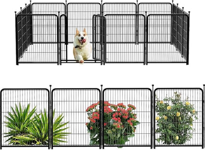 Dog Playpen 36 Inch 14 Panels, Dog Play Pen Indoors, Garden Fence for Yard, Total 31 Ft(l) Black Dog Pen Wide Door Low Threshold, Be Suitable for Camping Garden Yard