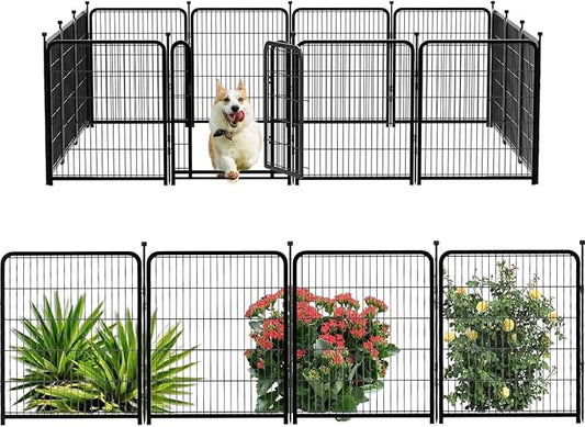 Dog Playpen 36 Inch 14 Panels, Dog Play Pen Indoors, Garden Fence for Yard, Total 31 Ft(l) Black Dog Pen Wide Door Low Threshold, Be Suitable for Camping Garden Yard