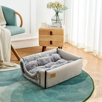 Jiupety Indoor Dog House, 2 in 1 Portable Foldable House Bed with Cover, Pet Tent & Cave Bed for Small Medium Dog, L(24"×18"×18"), Up to 20 Lb, Grey