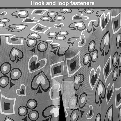 Lunarable Casino Dog Crate Cover, Playing Cards Abstract Style with Monochrome Display Gambling Theme, Easy to Use Pet Kennel Cover for Medium Large Dogs, 36 Inch, Black White Grey