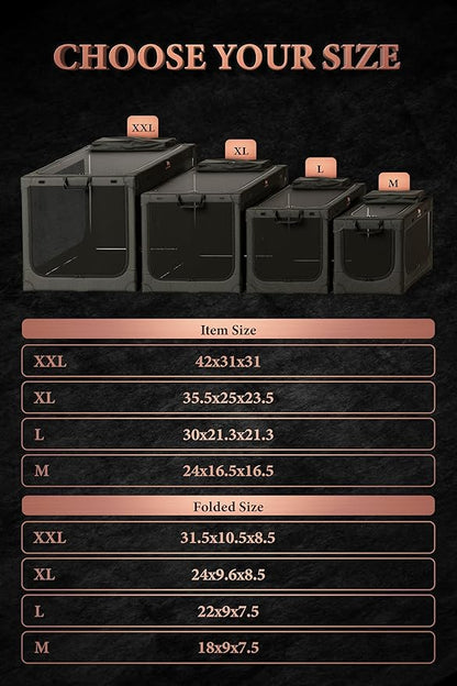 Noah & Paw Collapsible Dog Crate 36 Inches, XL Dog Crate for XL, Large Medium Breed, Travel Kennel for Car, Includes Pet Mat for Pet Cage, 2 Storage Pockets, Handbag, 10mm Locking Zippers 36*25*23