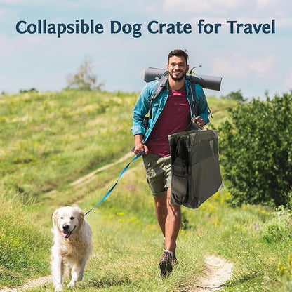 Collapsible Soft Dog Crate 30 Inches, Portable Travel Dog Cage for Medium Dogs, Dog Kennel Indoor & Outside, Foldable Dog Crate with 3-Door Mesh Windows