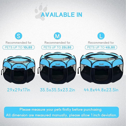 Dog Playpen for Large Dogs Portable Collapsible, Indoor Outdoor Cat Pet Puppy Exercise Play Pen Tent Crate Cage with Zipper Door Top Cover Floor for Camping (Large Size, Blue)