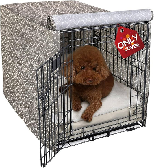 Explore Land Pattern Dog Crate Cover for 30 Inches Wire Cage, Heavy-Duty Polyester 1 2 3 Doors Standard Metal Pet Kennel Enclosure (Vintage Violet)