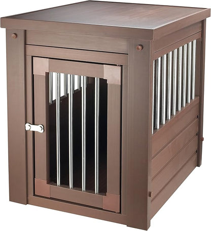 New Age Pet ECOFLEX Dog Crate End Table - Furniture-Style Pet Crate for Crate Trained Dogs - Stainless Steel Tubing & a Latched Closure - 10 Year Manufacturer's Warranty, Small