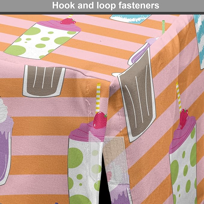 Lunarable Drinks Dog Crate Cover, Colorful Ice Cream Milkshake Creamy on a Striped Background, Easy to Use Pet Kennel Cover for Cats & Medium Dogs, 24 Inch, Salmon Pale Pink