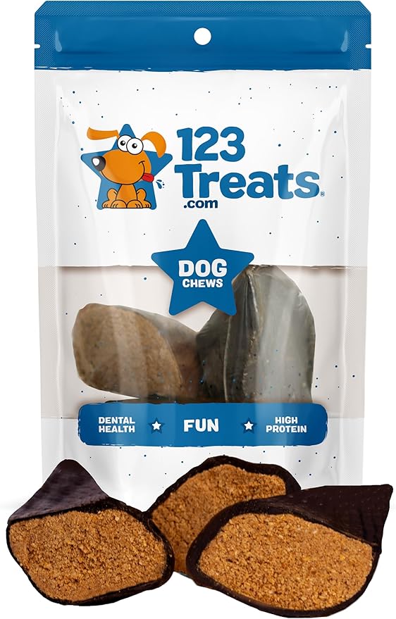 Filled Cow Hooves for Dogs, Delicious Beef Flavor, Stuffed Natural Beef Hoof Dog Chews, Tasty Treats for Dog, Made from Premium Brazilian Cattle, Pack of 3 Count