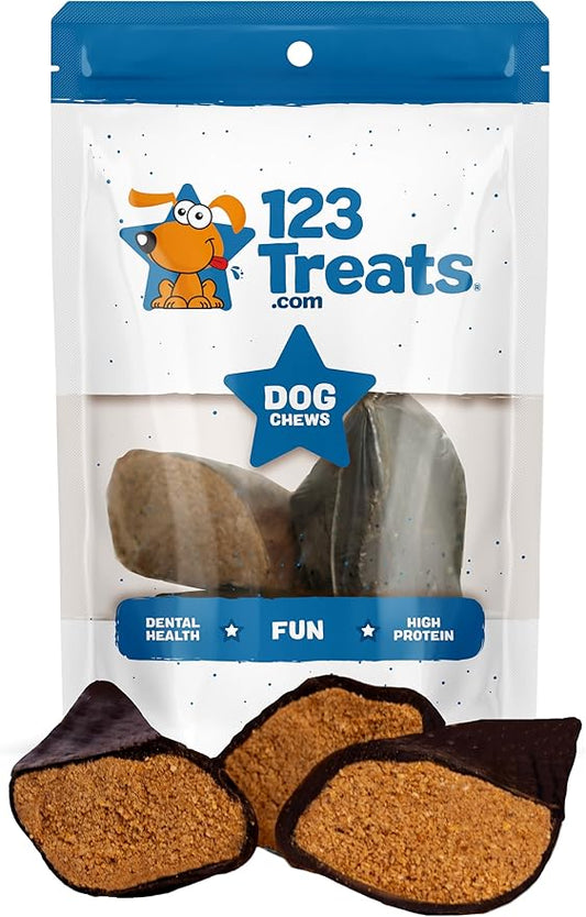Filled Cow Hooves for Dogs, Delicious Beef Flavor, Stuffed Natural Beef Hoof Dog Chews, Tasty Treats for Dog, Made from Premium Brazilian Cattle, Pack of 3 Count