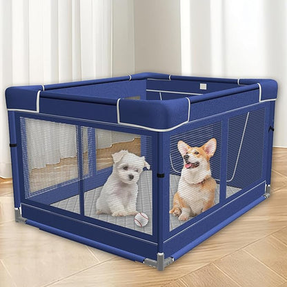 42 × 42 Inch Puppy PlayPen, Dog Playpen with Mat for Puppies, Small and Medium Dogs, Pet PlayPen for Outdoors & Indoors