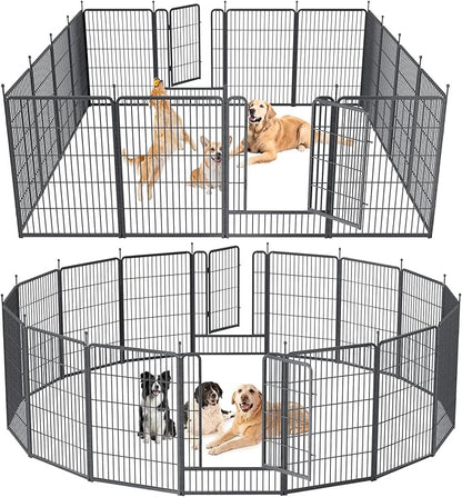 Musen Dog Playpen Outdoor, 16 Panels Dog Pen 40" Height Dog Fence Exercise Pen with Doors for Large/Medium/Small Dogs, Portable Pet Playpen for Yard, RV, Camping, Hammer Paint Finish