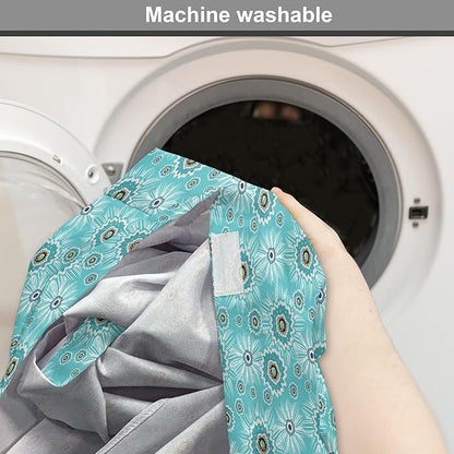 Lunarable Abstract Dog Crate Cover, Surreal and Flourishing Botanical Floral Ornaments Pattern, Easy to Use Pet Kennel Cover for Cats & Medium Dogs, 30 Inch, Cadet Blue Grey