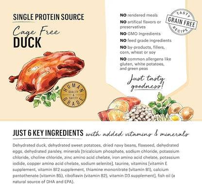 The Honest Kitchen Dehydrated Limited Ingredient Duck Dog Food, 4 lb Box