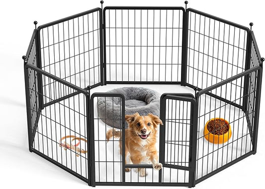 InfiniPower Dog Playpen for Yard, RV, Camping, 24 Inch 8 Panels Play Pen Indoor, Heavy Duty Indoor Outdoor Exercise Dog Pen for Puppies/Small Dogs, Black