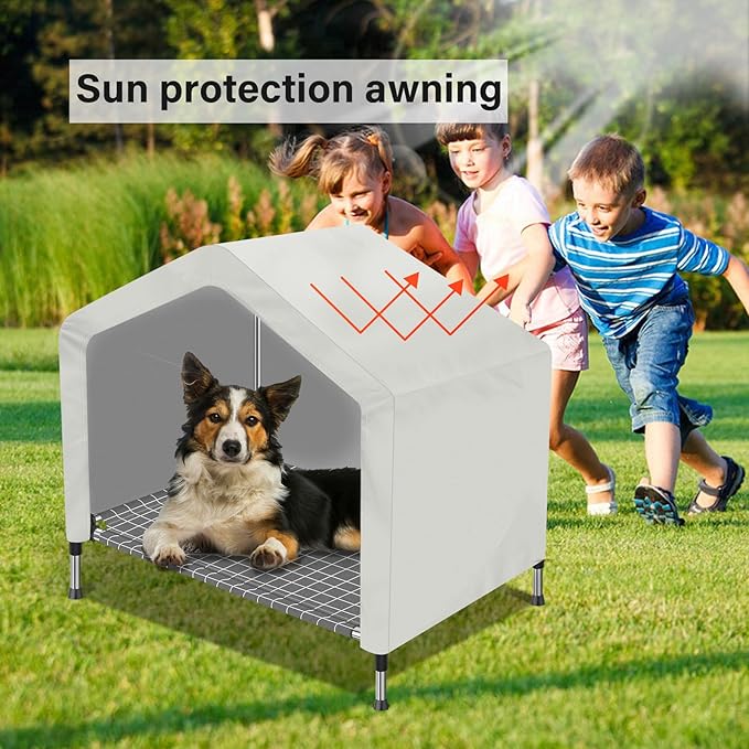 Elevated Dog House for Outdoor or Indoor - Waterproof Dog Tent Cat House, Dog Sunshade Tent, Pet House with Removable Cover, Suitable for Medium Cats Dogs