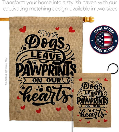 Breeze Decor Leave Pawprints House Flag Pack Dog Puppy Spoiled Paw Canine Fur Pet Nature Farm Animal Creature Vintage Applique Banner Small Garden Yard Gift Double-Sided, Made in USA
