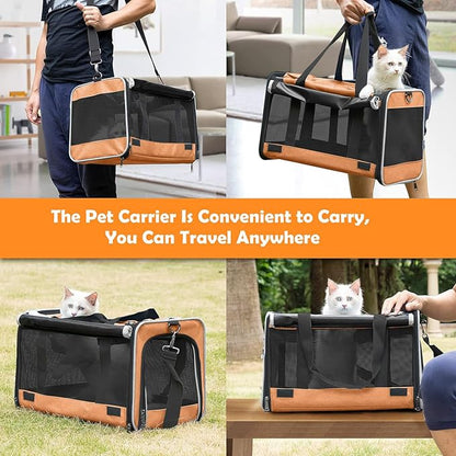 Dog Carry Bag for Puppy Pet Soft-Shell Portable Kennel Crate for 0-15 lbs Foldable Pomeranian Travel Cage Tea Cup Yorkie Carrier Purse Indoor Carrying Case Dog Supply Melon Tiny Dog Melon