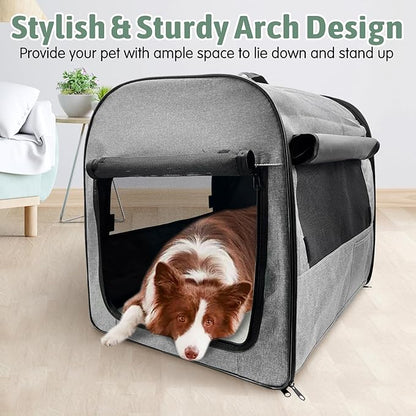 Hamiledyi Collapsible Dog Crate - Portable Soft Travel Kennel for Large Dogs - Indoor & Outdoor Foldable Pet Crate With Mesh Windows (28 x 20 x 22 Inch)