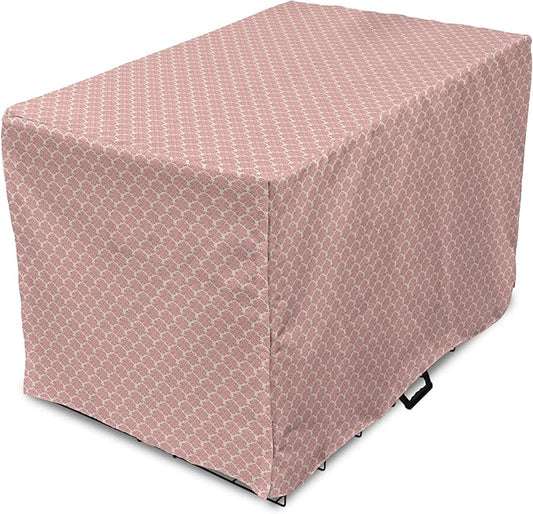 Lunarable Damask Dog Crate Cover, Victorian Ornate Feminine Pattern Old Fashioned Repeated Curly Floral Leaves, Easy to Use Pet Kennel Cover for Medium Large Dogs, 36 Inch, Beige Rose