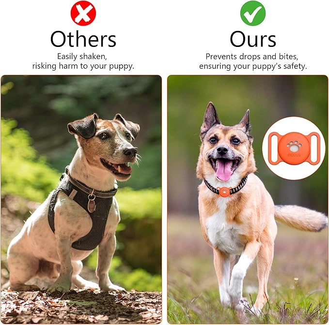 GPS Tracker Dog Collar Holder, Mini GPS Cat Dog Tracker Case, Real-Time Location Pet Tracking Smart Tracker (iOS Only), No Monthly Fee Cat Collar Holder(Locator Included)