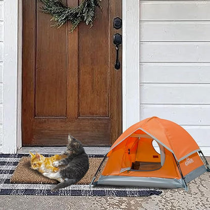 Outdoor Waterproof Pet Camping Tent, Cave Bed for Indoor Cats and Small Dogs, Portable Cat House Dog House, 39.3x39.3x23.6'', Orange, L.