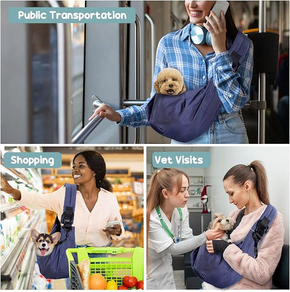 Avont Dog Sling for Small Dog Cats Under 15lbs, Hands-Free Crossbody Pet Carrier with Adjustable Padded Strap Extra Pocket, Safe Soft Pouch Bag for Puppies' Walks Outings -Boho