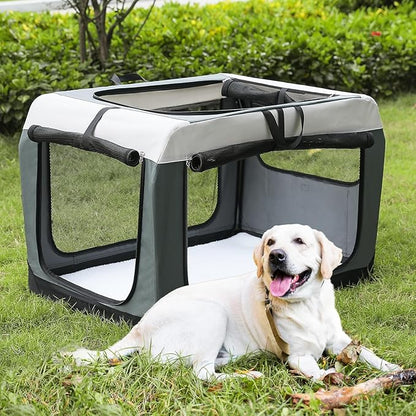 MoNiBloom 36 Inch Dog Crate for Large Medium Dogs, 3-Door Collapsible Dog Crate Foldable Pet Kennel w/Durable Mesh Windows for Indoor Outdoor Used
