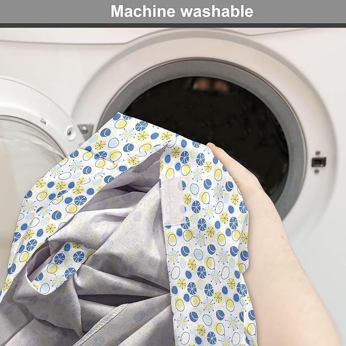 Lunarable Yellow and Blue Dog Crate Cover, Random Doodle Circles Abstract Floral Pattern, Easy to Use Pet Kennel Cover for Medium Large Dogs, 42 Inch, Pale Yellow Pale Blue