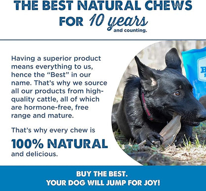 Best Bully Sticks All-Natural Cow Ears for Dogs, 15 Pack - High Protein, Easily digestible Dog Chew Treats - Single Ingredient Grass-Fed Beef