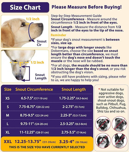 LUCKYPAW Dog Muzzle, Mesh Muzzle for Large Medium Small Dogs with Front Opening Design, Dog Mouth Cover to Prevent Biting, Licking, Chewing, Scavenging, Breathable Muzzle Allows Drinking(Purple,XXL)