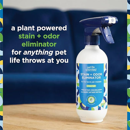 Pet Life Unlimited Foaming Stain + Odor Eliminator Spray Cleaner - Plant-Based Stain Removal - Two-Way Spray Applicator - Natural Juniper Leaf Scent - Made in the USA - 16 Ounce (Pack of 1)