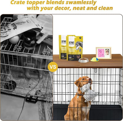 HiCaptain Foldable Dog Crate Table Topper, 48 inches Wooden Dog Kennel Table Topper, Durable Decorative Dog Kennel Table Topper for Large Dogs - Rustic Style