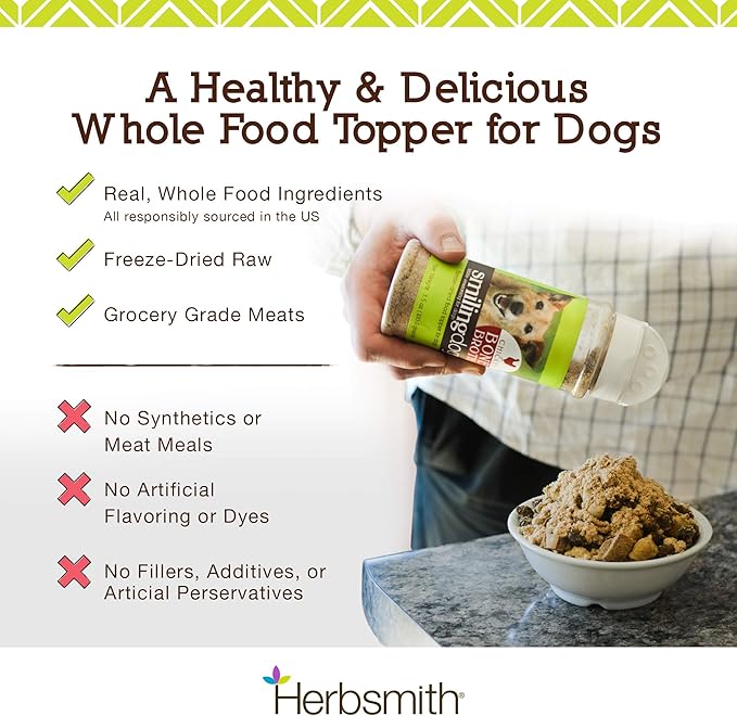 Herbsmith Kibble Seasoning – Freeze Dried Raw Salmon – DIY Raw Coated Kibble Mixer - Dog Food Topper for Picky Eaters, 6.2 oz [Bundle x5]