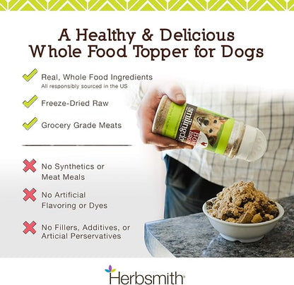 Herbsmith Kibble Seasoning – Freeze Dried Raw Salmon – DIY Raw Coated Kibble Mixer - Dog Food Topper for Picky Eaters, 6.2 oz [Bundle x5]
