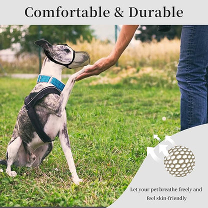 Dog Muzzle, Breathable Soft Muzzle for Medium to Large Dogs to Anti & Prevent Barking Biting Chewing, Reflective & Adjustable Basket Muzzle with Air Mesh for Beagle Brown L