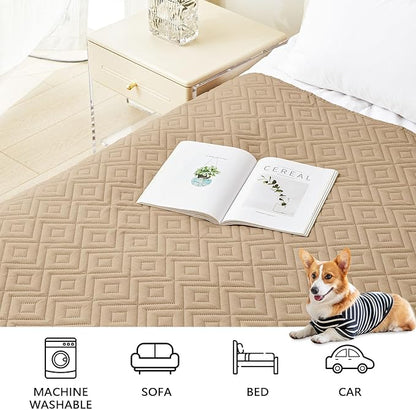 hyha Waterproof Dog Blanket, Soft Pet Bed Blankets, Waterproof Sofa Couch Cover for Dogs Washable, Reversible Pet Couch Covers for Sofa Furniture (52x82 Inch, Camel/Beige)