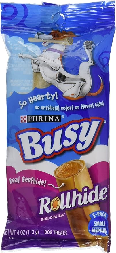 Purina Busy Rollhide Beef, Small/Medium 4 Ounce, 3 ct (Pack of 1)