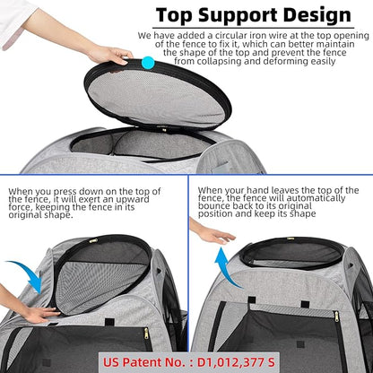 Tenrai Portable Cat Playpen, Trapezoidal Design for Better Standing, Foldable Pet Tent for Indoor and Outdoor Use of Kitten and Puppy, Dog Play Enclosure, Cat Houses & Condos